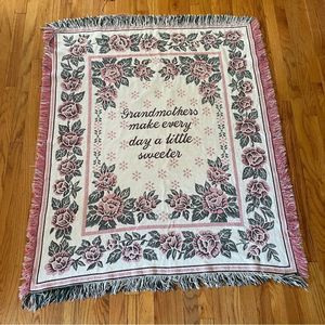 Vintage 1995 Tapestry Blanket "Grandmothers Make Every Day a Little Sweeter"
